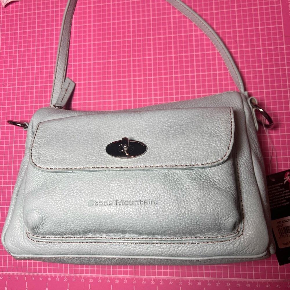 Stone Mountain Accessories Light Aqua Leather Crossbody Bag
